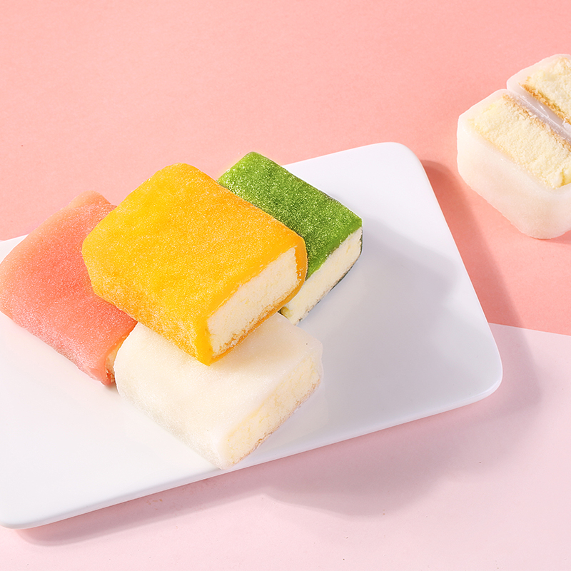 【百草味-冰雪蛋糕540gx2箱】麻薯夾心整箱早餐面包網紅零食
