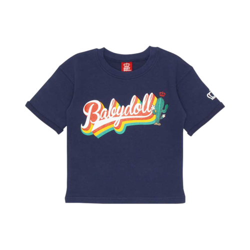 BABYDOLL 彩虹徽標印花圓領T恤0289K 海軍藍 110cm
