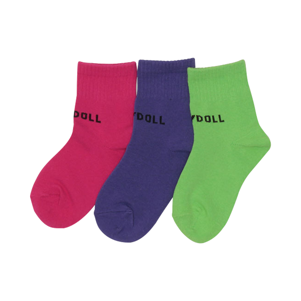 BABYDOLL 撞色運動休閒短襪套裝3626 16-18cm 樹莓色 3雙/1套