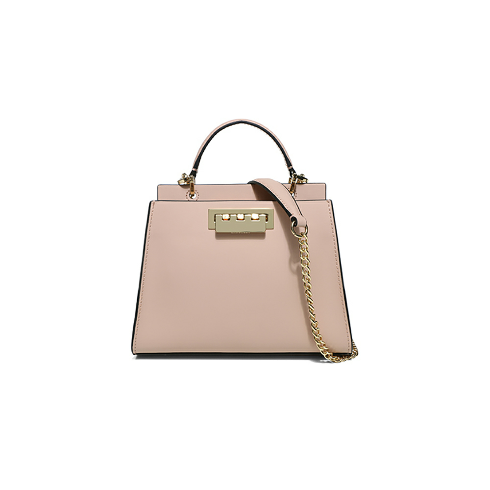 ZAC Zac Posen 新款Earthette Double Compartment Mini梯形通勤斜挎包 杏仁粉色 淡金扣