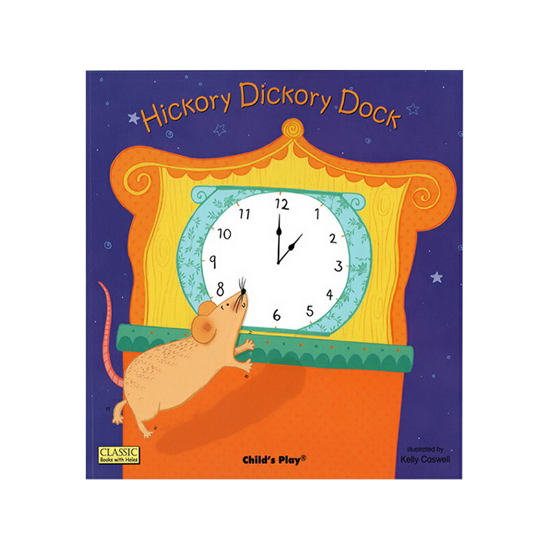 英文原版 附CD Hickory Dickory Dock 大開本洞洞書 韻文童謠 Child's Play 系列英語兒童時間啟蒙認知 圖畫故事繪本