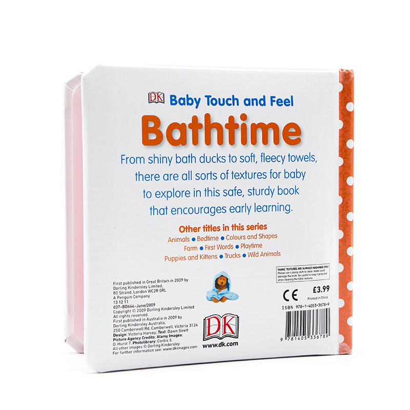 洗澡時間 Bathtime兒童啟蒙觸摸書 DK Baby Touch and Feel系列 英文原版繪本 0-3歲親子閲讀紙板書 親子讀物邊學邊玩 DK出版社