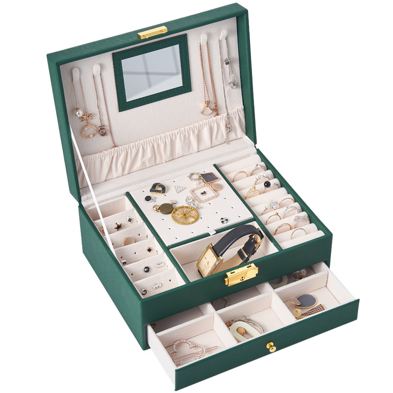 三層珠寶首飾收納盒 抽屜大容量首飾盒飾品盒